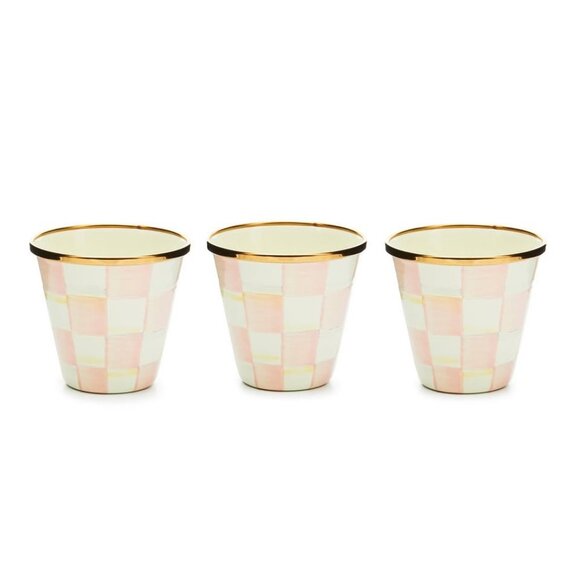NEW MacKenzie-Childs Rosy Check Herb Pots (Set of 3) + 20 ct Rosy napkins - Picture 5 of 5